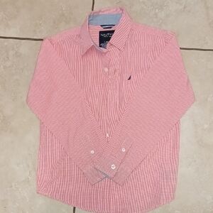 Nautica Boys Coral And White Tiny-checkered Buttondown Shirt, Size L (7)